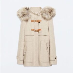 ZARA Wool Beige Parka Coat Size M